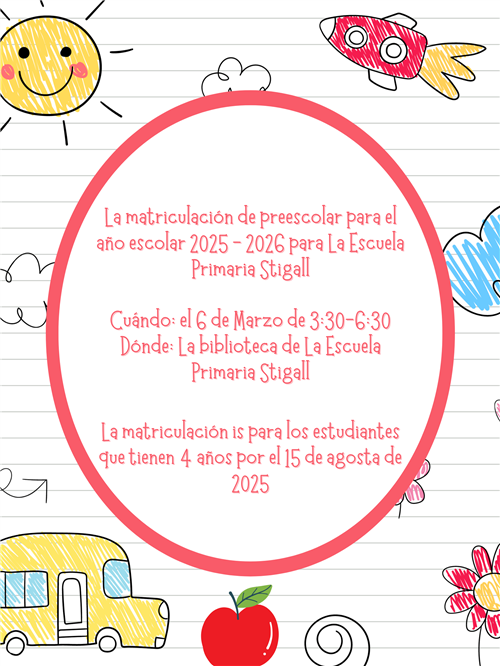 Pre-K Registration information- Spanish